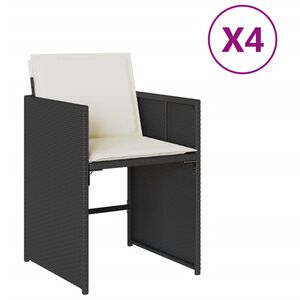 vidaXL Garden Chairs with Cushions 4 pcs Black Poly Rattan