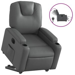 vidaXL Electric Stand up Recliner Chair Grey Faux Leather