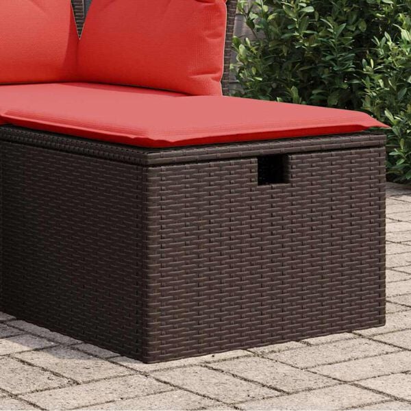 vidaXL Garden Stool Brown 55 x 55 x 37cm Poly Rattan