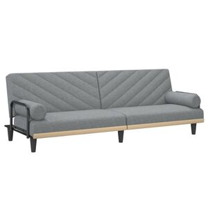 vidaXL Sofa Bed with Armrests Light Grey Fabric