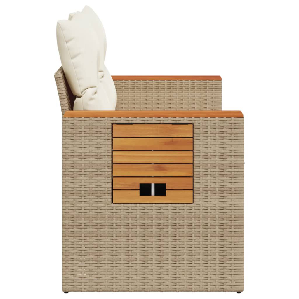 vidaXL Garden Sofa with Cushions 2-Seater Beige Poly Rattan