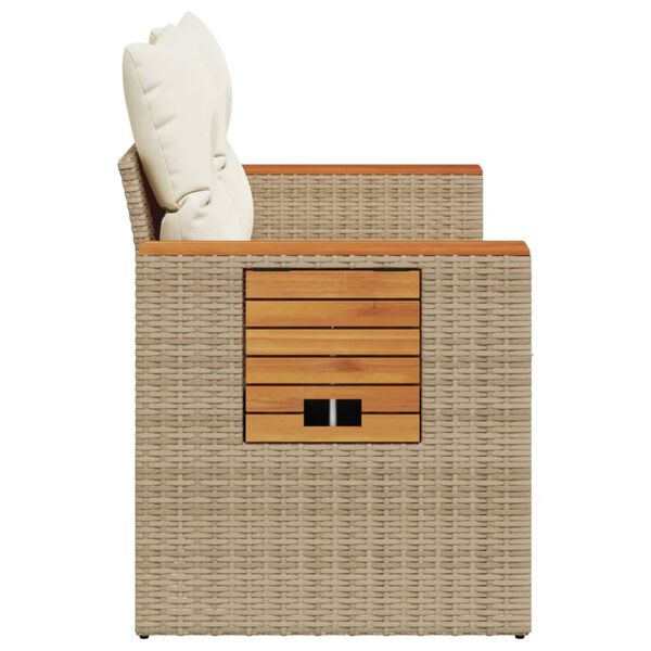 vidaXL Garden Sofa with Cushions 2-Seater Beige Poly Rattan