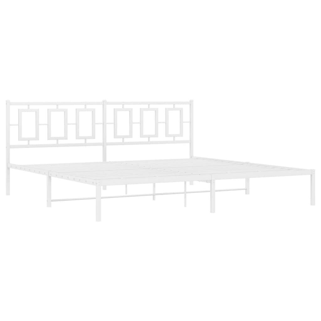 vidaXL Metal Bed Frame without Mattress with Headboard White 193x203cm