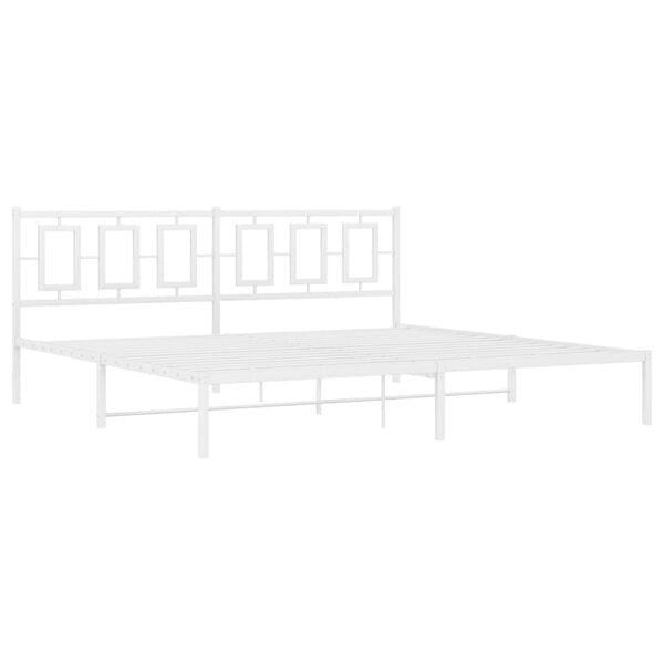 vidaXL Metal Bed Frame without Mattress with Headboard White 193x203cm
