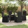 vidaXL Garden Dining Set with Cushion 5 pcs Black Poly Rattan