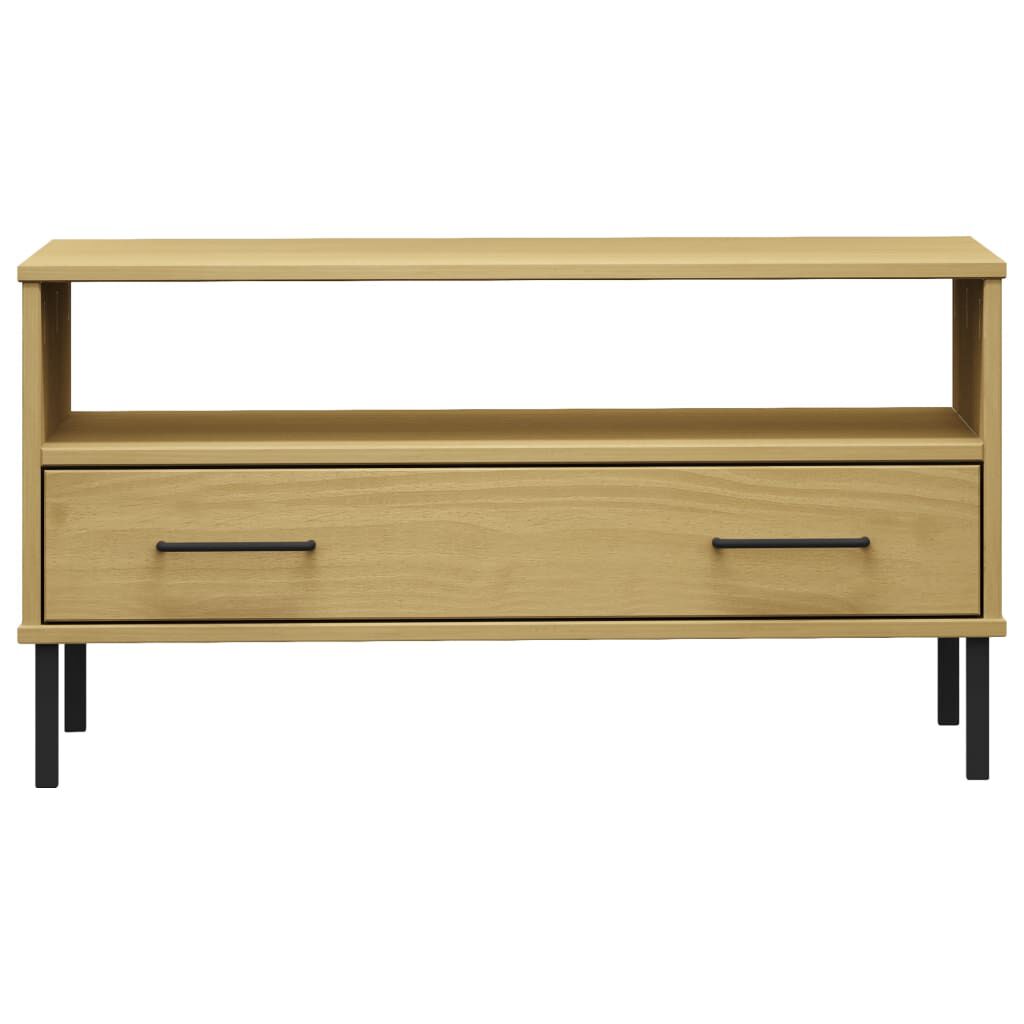vidaXL Coffee Table with Metal Legs Brown 85x50x45cm Solid Wood OSLO