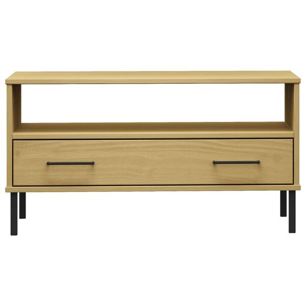 vidaXL Coffee Table with Metal Legs Brown 85x50x45cm Solid Wood OSLO