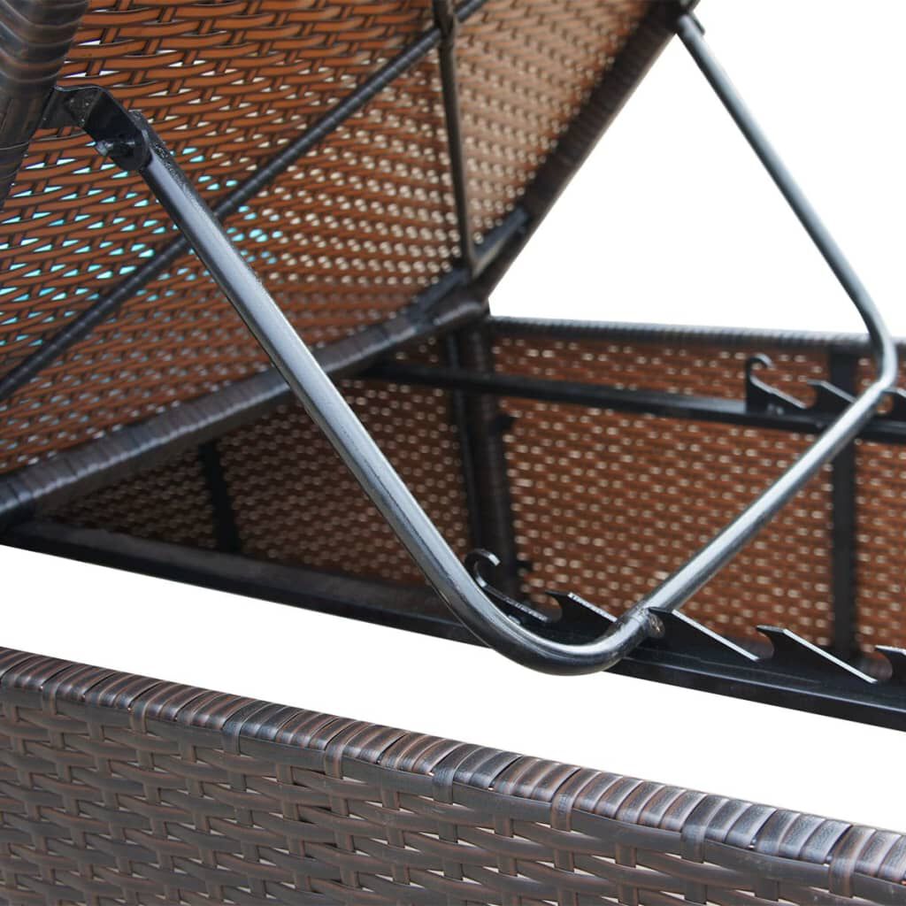 vidaXL Sun Lounger with Cushion Poly Rattan Brown
