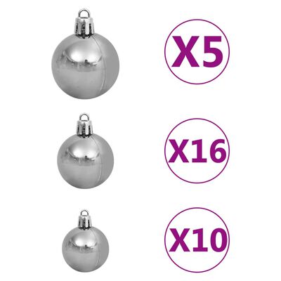 vidaXL Artificial Pre-lit Christmas Tree with Ball Set Green 210 cm PVC