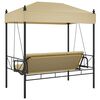 vidaXL Garden Swing Bench with Canopy Sand Steel