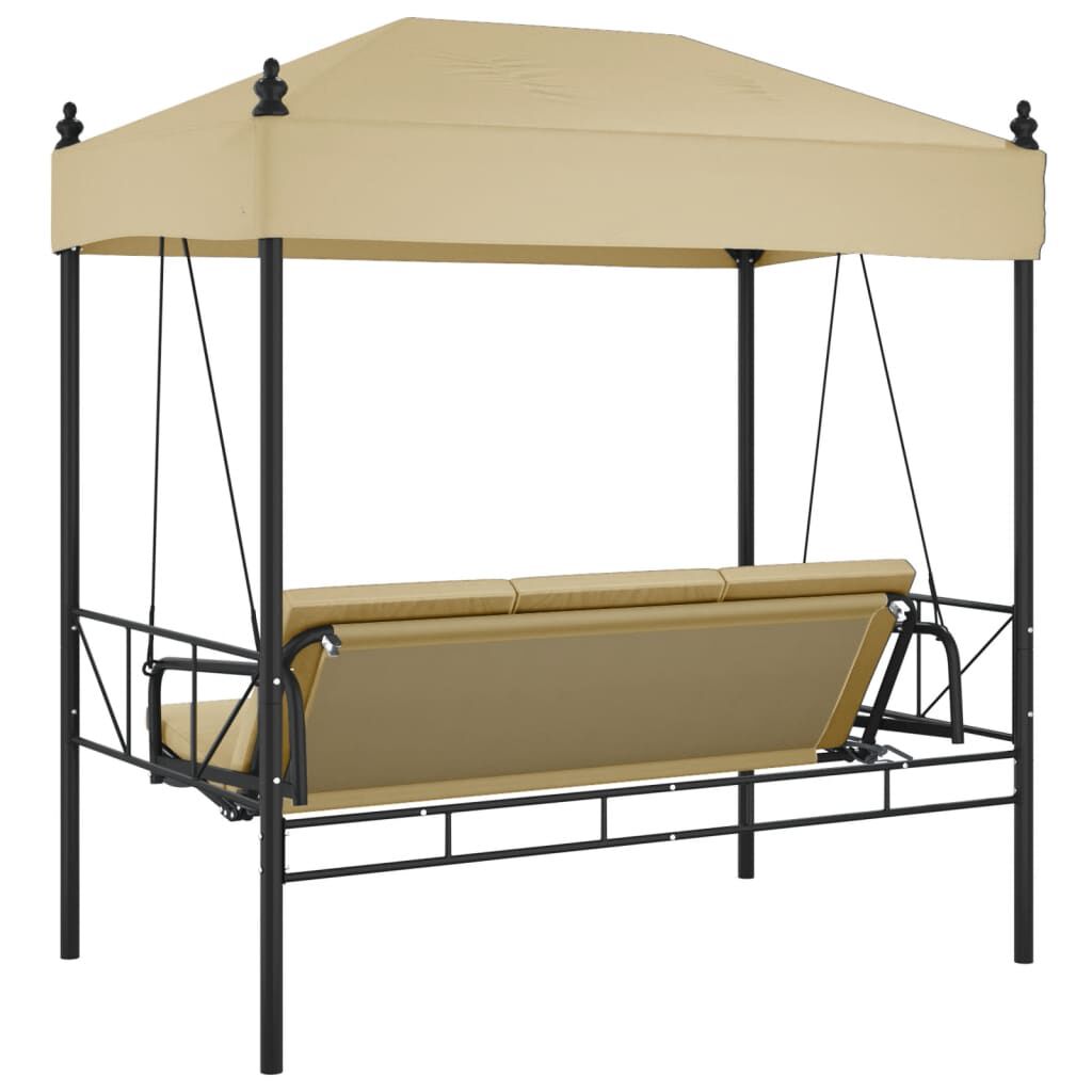 vidaXL Garden Swing Bench with Canopy Sand Steel