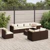 vidaXL 9 Piece Garden Lounge Set with Cushions Brown Poly Rattan