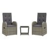 vidaXL 2 Piece Garden Dining Set with Cushions Grey Poly Rattan