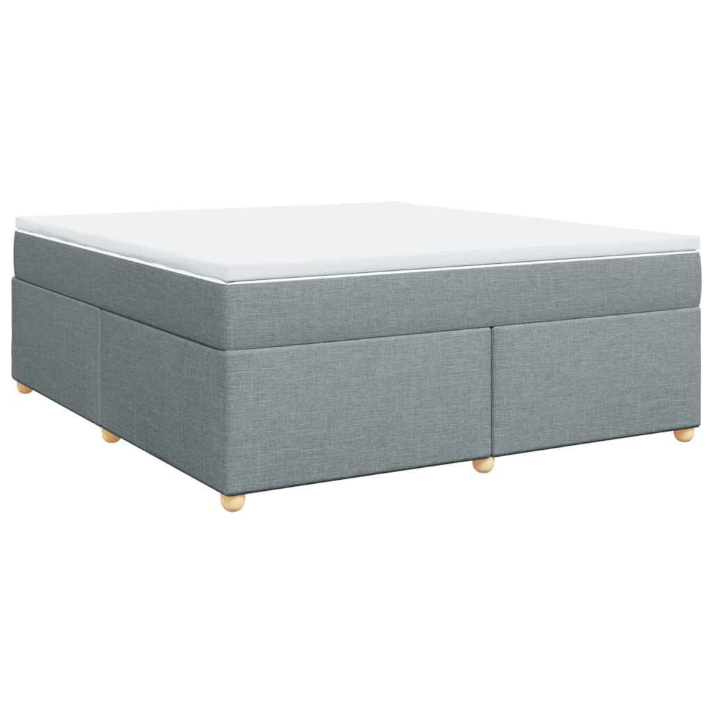 vidaXL Box Spring Bed with Mattress Light Grey King Fabric