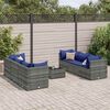 vidaXL 7 Piece Garden Lounge Set with Cushions Grey Poly Rattan