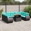 vidaXL 10 Piece Garden Sofa Set with Cushions Black Poly Rattan