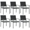 vidaXL Garden Chairs with Cushions 6 pcs Black 54x62.5x89 cm Poly Rattan