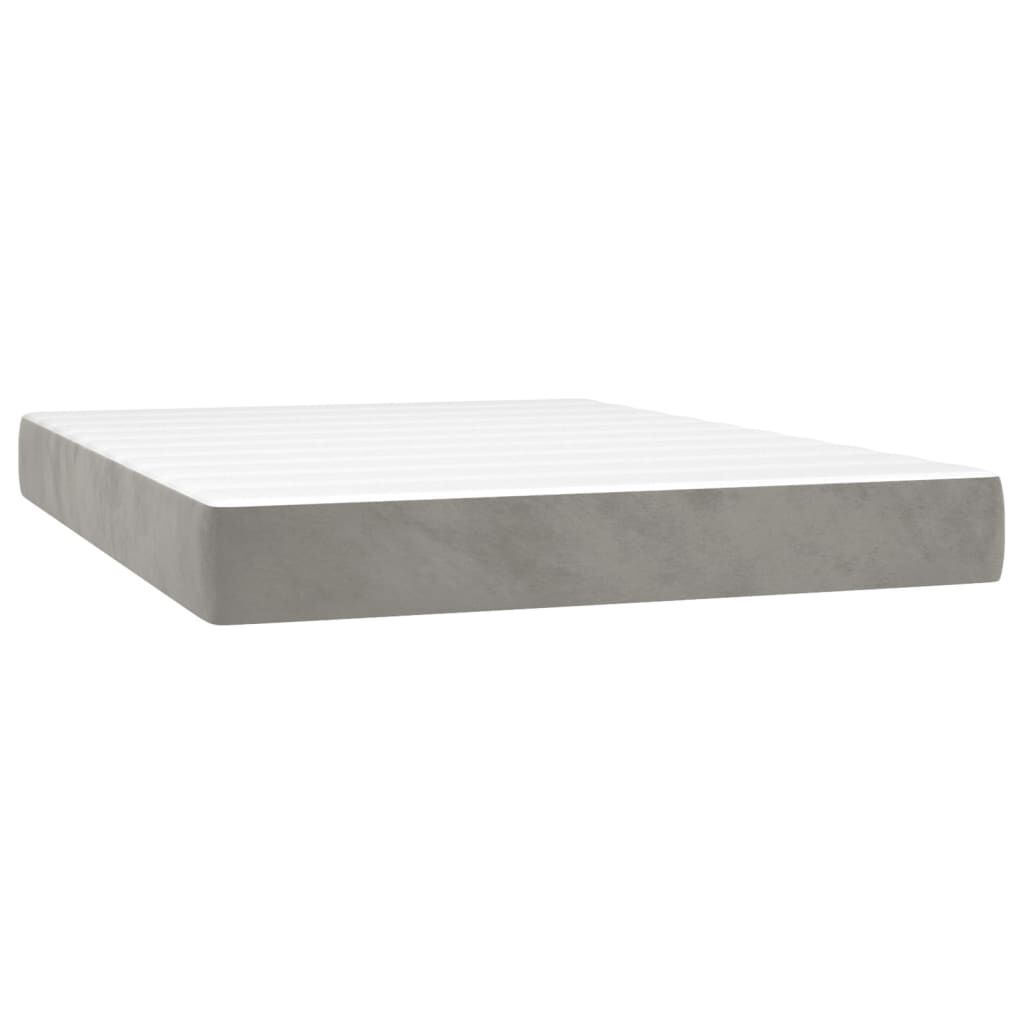 vidaXL Box Spring Bed with Mattress Light Grey 137x190 cm Full Velvet