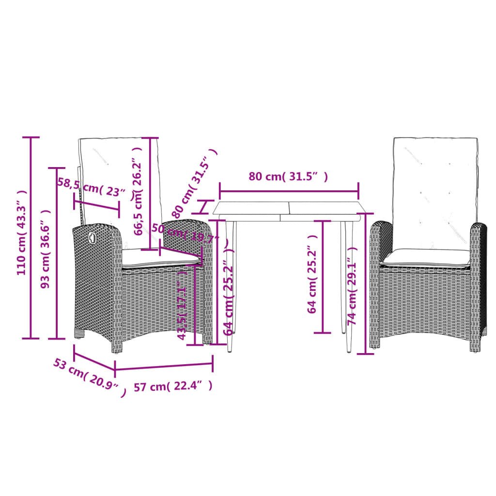 vidaXL 5 Piece Garden Dining Set with Cushions Grey Poly Rattan
