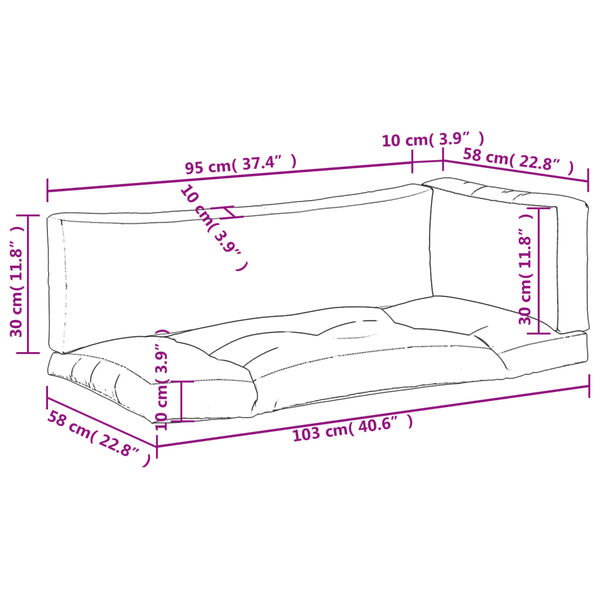 vidaXL Pallet Cushions 3 pcs Beige Fabric