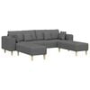 Fabric Sofa with Cushion 3 pcs Dark Grey 208 cm Fabric