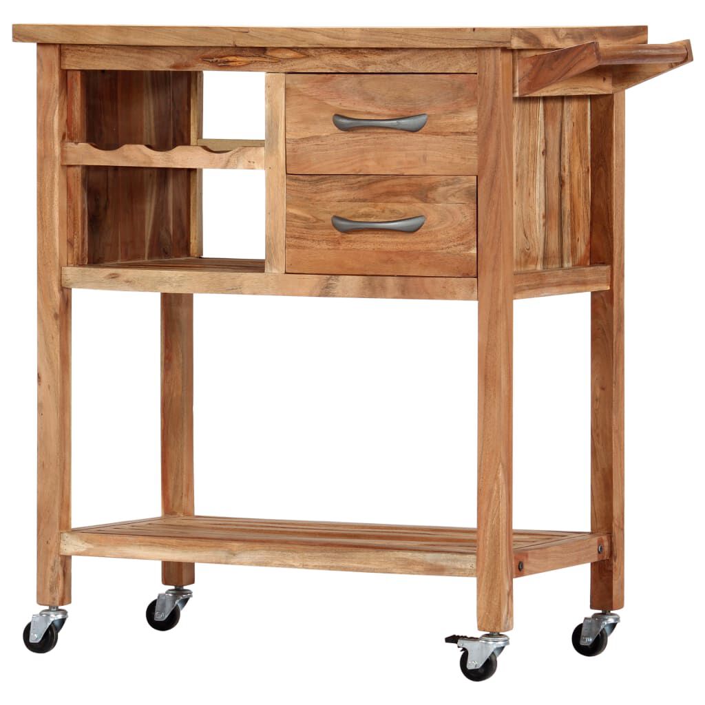 vidaXL Kitchen Trolley 80x45x91 cm Solid Wood Acacia