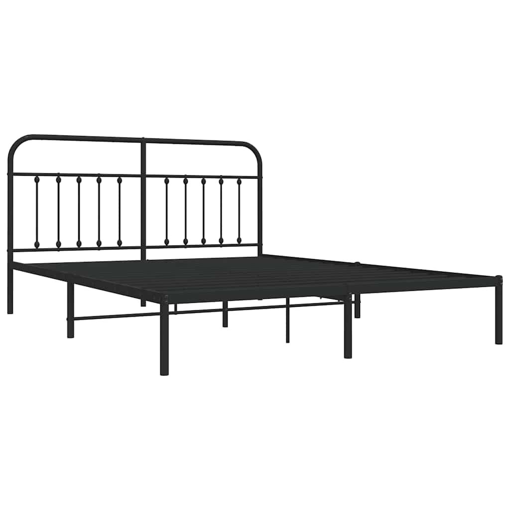 vidaXL Metal Bed Frame without Mattress with Headboard Black 183x213cm