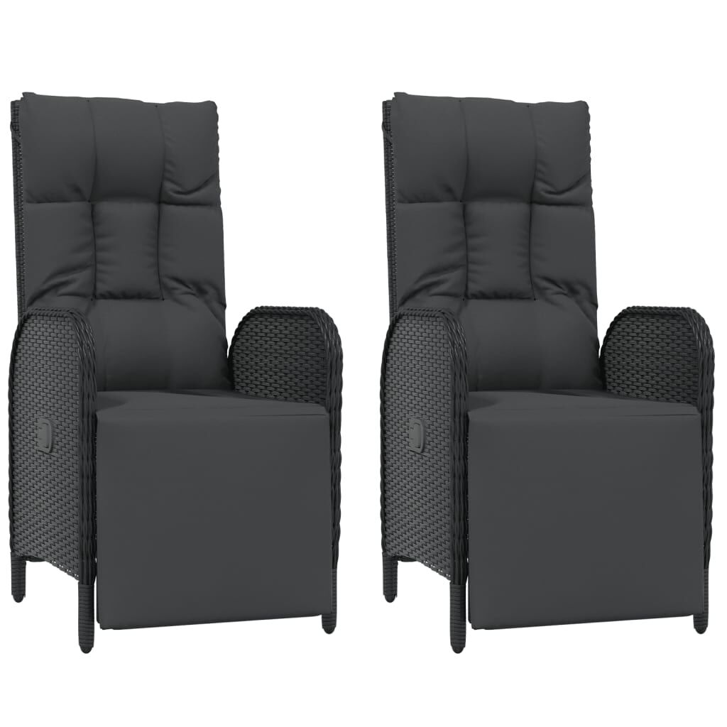 vidaXL 5 Piece Garden Dining Set with Cushions Black Poly Rattan