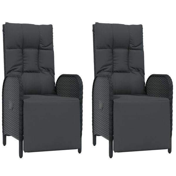 vidaXL 5 Piece Garden Dining Set with Cushions Black Poly Rattan