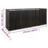 vidaXL Quadruple Wheelie Bin Shed Black 274x80x117 cm Poly Rattan