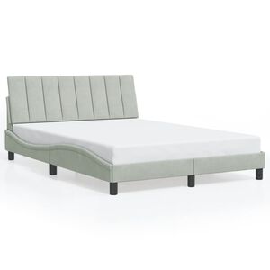 vidaXL Bed Frame without Mattress "Hanko" Light Grey 137x190 cm Double Velvet