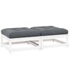 vidaXL Garden Footstools with Cushions 2 pcs White Solid Wood Pine