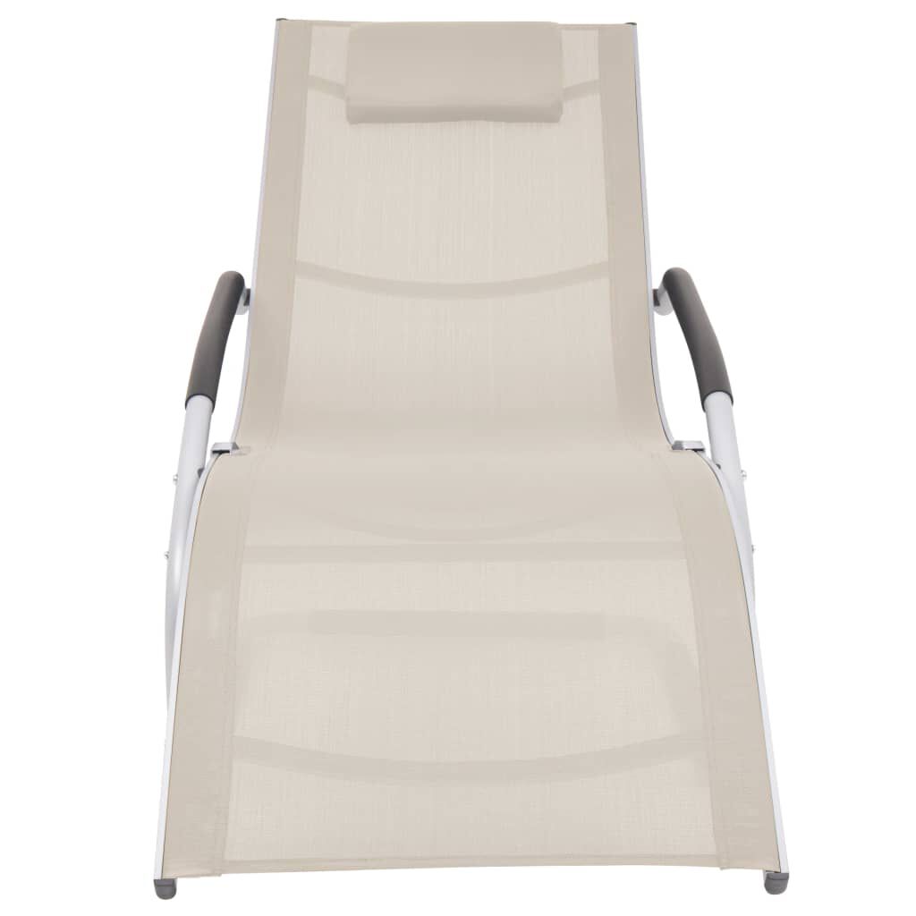 vidaXL Sun Lounger with Pillow Aluminium and Textilene Cream