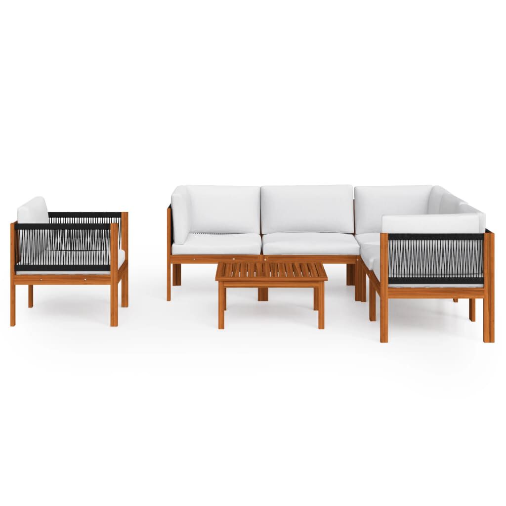 vidaXL 7 Piece Garden Lounge Set with Cushions Cream Solid Acacia Wood
