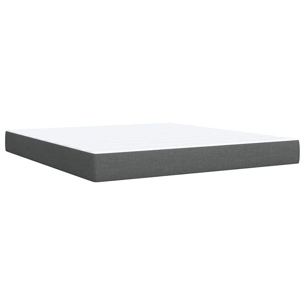 vidaXL Box Spring Bed with Mattress Dark Grey King Fabric