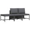 vidaXL 3 Piece Garden Sofa Set with Cushions Grey Poly Rattan