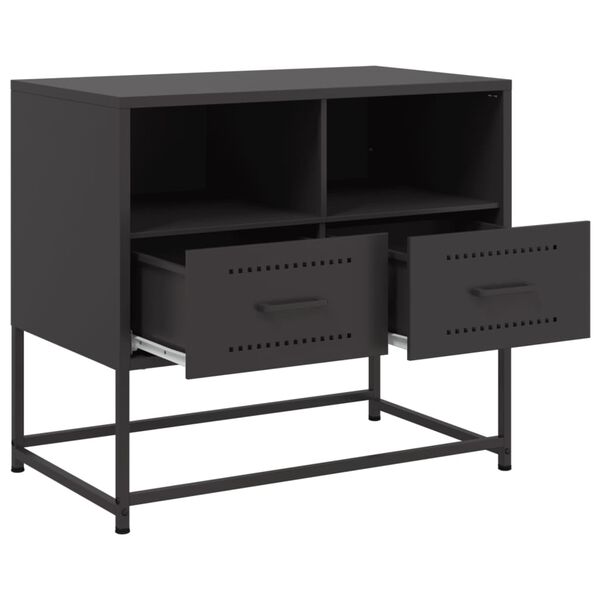 vidaXL TV Cabinet Black 68x39x60.5 cm Steel