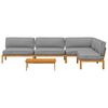 vidaXL Sofa Set with Cushion Plain Manual 5 pcs Grey Solid Acacia Wood