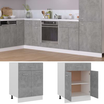 vidaXL Drawer Bottom Cabinet Concrete Grey 60x46x81.5 cm Engineered Wood