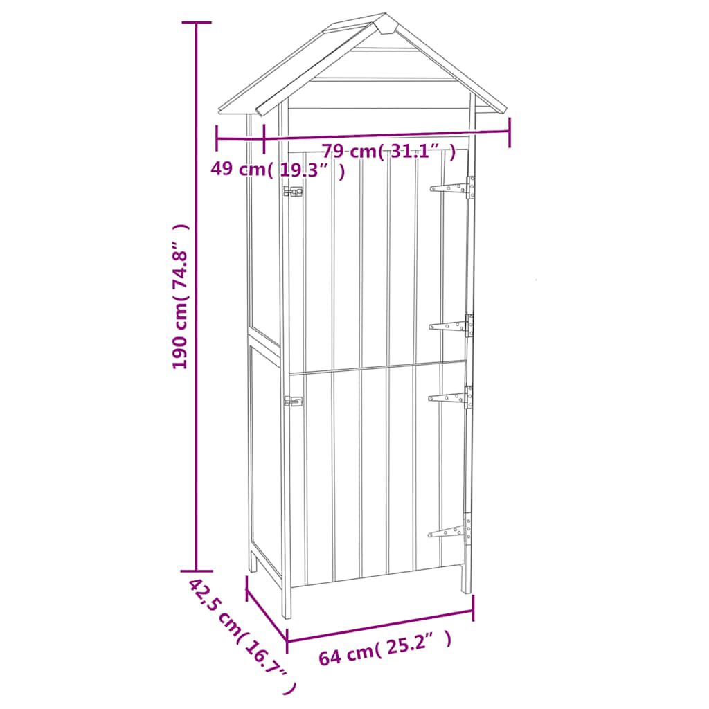 vidaXL Garden Storage Cabinet Brown 42.5x64x190 cm