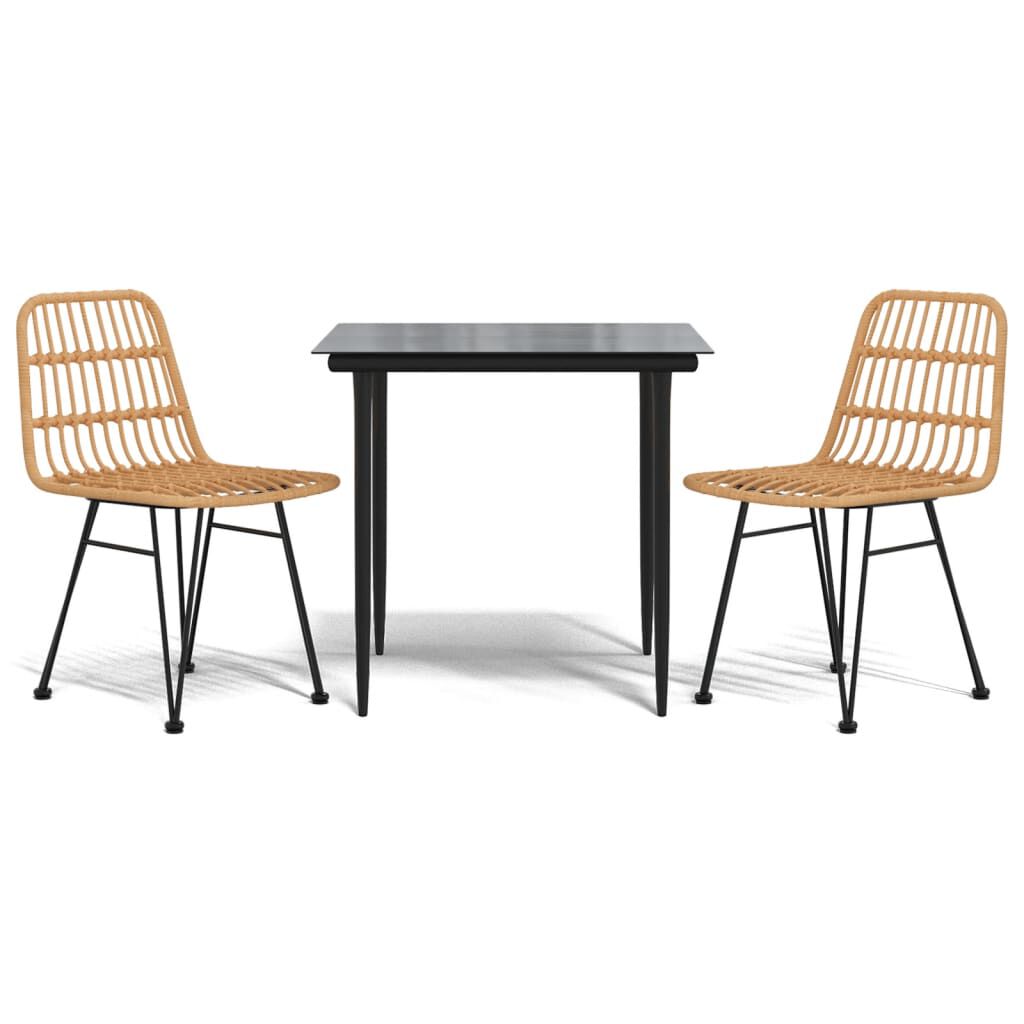 vidaXL 3 Piece Garden Dining Set Poly Rattan