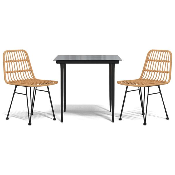 vidaXL 3 Piece Garden Dining Set Poly Rattan
