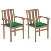 vidaXL Garden Chairs 2 pcs with Green Cushions Solid Teak Wood