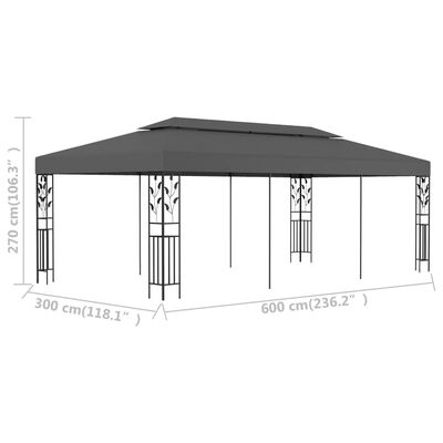 vidaXL Gazebo 3x6 m Anthracite