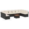 vidaXL 11 Piece Garden Sofa Set with Cushions Black Poly Rattan