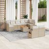 vidaXL 10 Piece Garden Sofa Set with Cushions Beige Poly Rattan