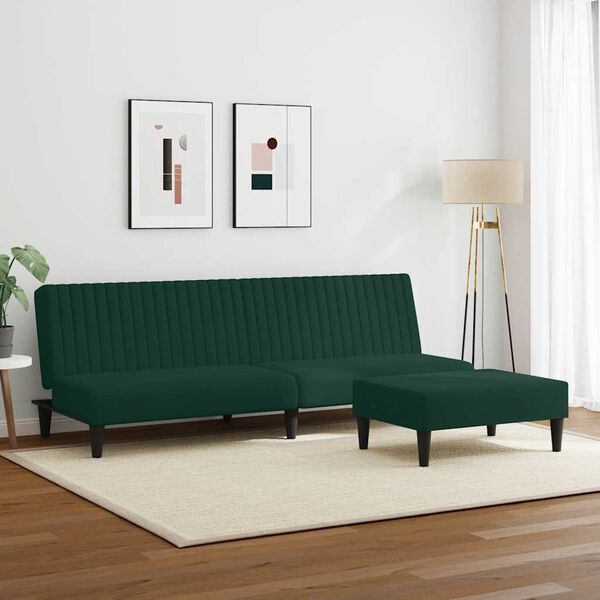 vidaXL 2 Piece Sofa Set Dark Green Velvet