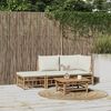 vidaXL 3 Piece Garden Lounge Set with Cream White Cushions Bamboo