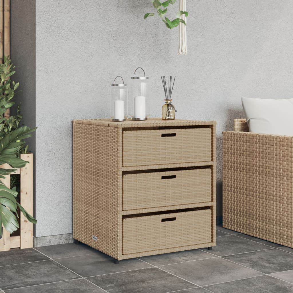 vidaXL Garden Storage Cabinet Beige 55x59x69 cm Poly Rattan