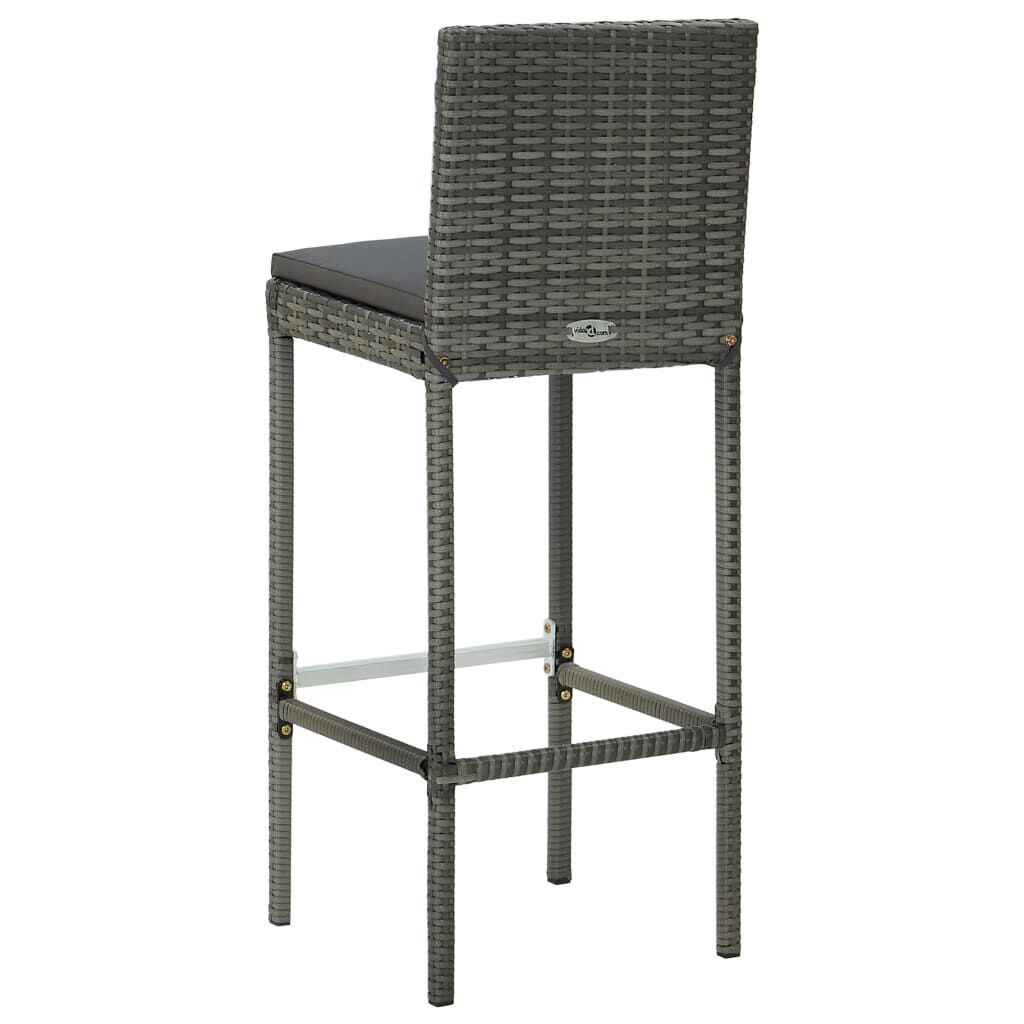 vidaXL 3 Piece Garden Bar Set with Cushions Grey